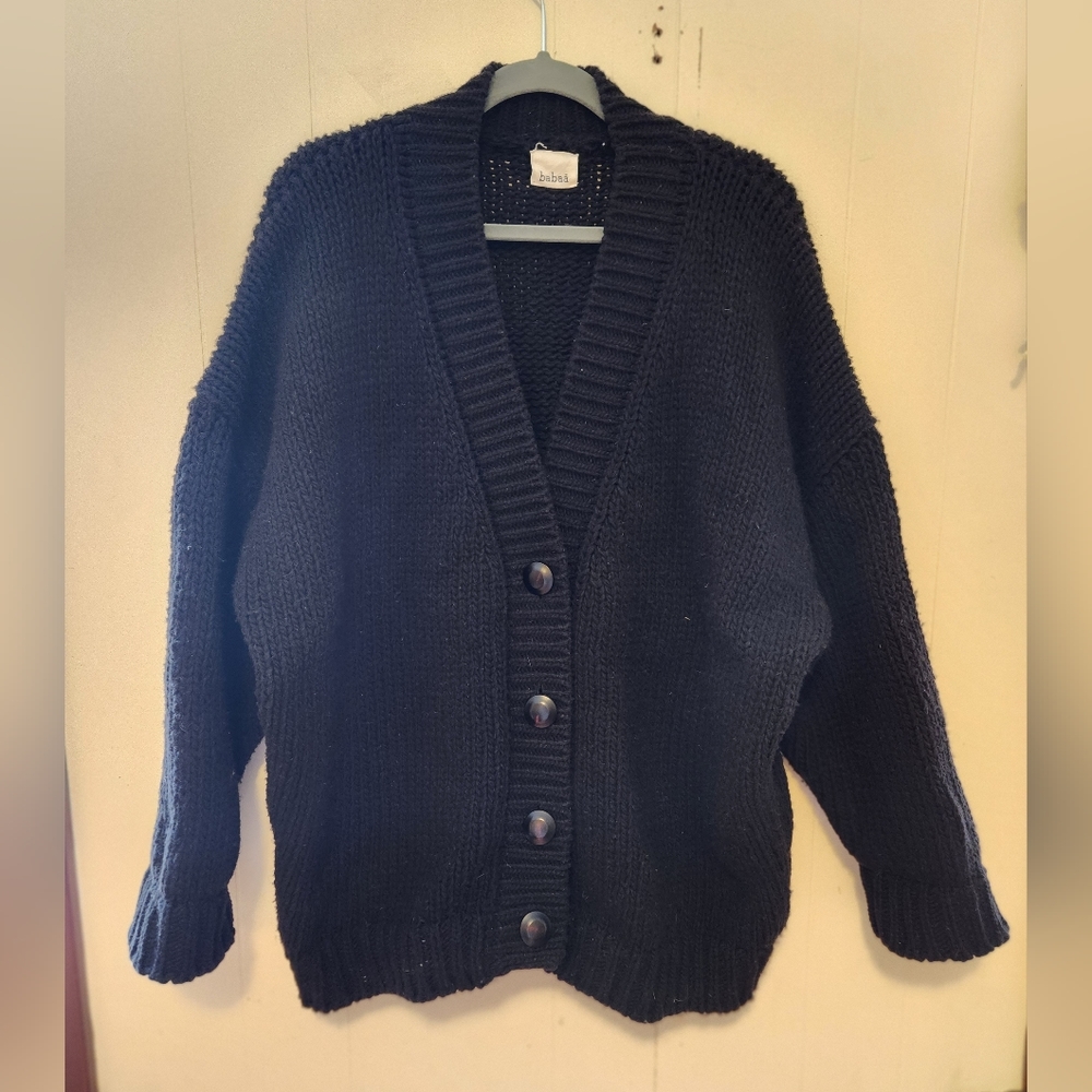 Babaa No. 22 Black Wool Cardigan